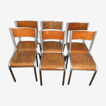 Set of 6 old Mullca school chairs