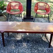 Table basse vintage revtangulaire en teck massif de john boné danemark 1960