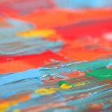 Abstract Red, Orange and Blue original painting on stretched canvas