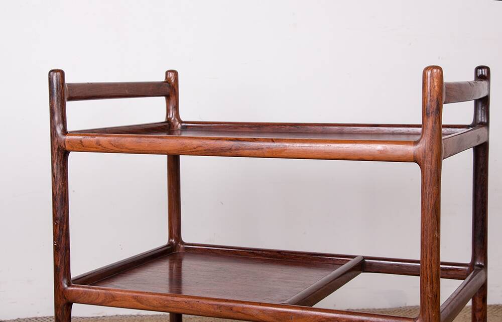 Danish Rosewood Serving Trolley, 3 Tier by Johannes Andersen for Silkeborg 196