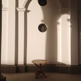 decorative round table with wicker and rattan