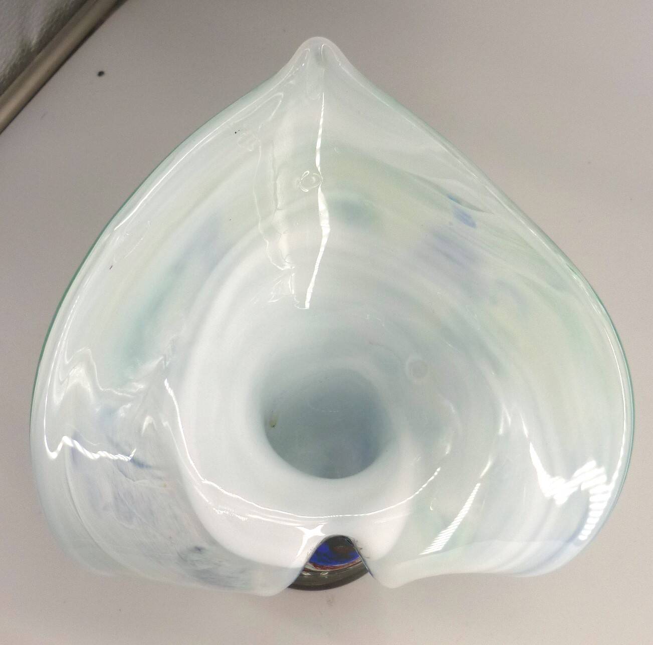Vase, blown glass, inclusions, large neck, signed Jean Michel Gauthier 2005