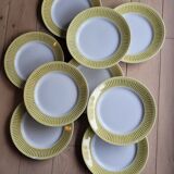 Lot de 9 assiettes plates jaune et doré