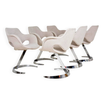 Set de 6 chaises de salle à manger Euros V Form datant des années 1970