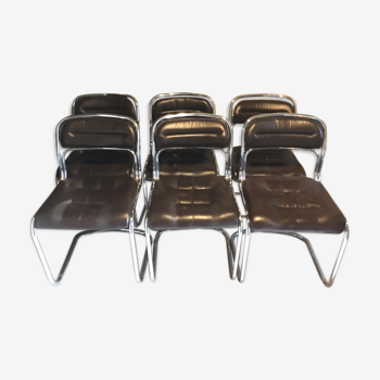 Set de 6 chaises design pied chromé