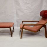 Pulkka chair and ottoman by Ilmari Lappalainen for Asko, 1963