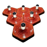 Set of 6 hexagonal glossy ceramic wall lights