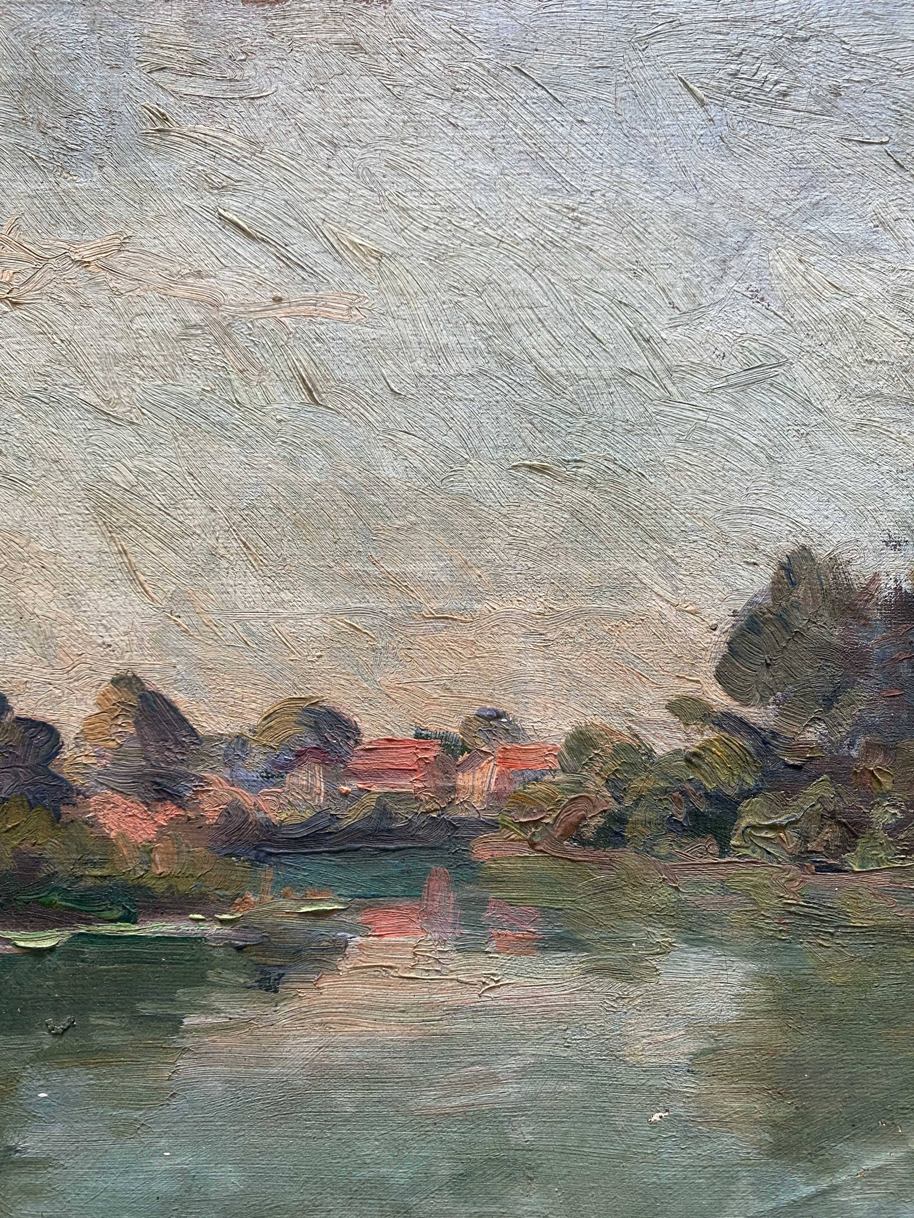 HST painting "Countryside landscape with river" by Pierre BONNEROT (1891-1981)