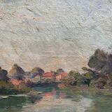 HST painting "Countryside landscape with river" by Pierre BONNEROT (1891-1981)