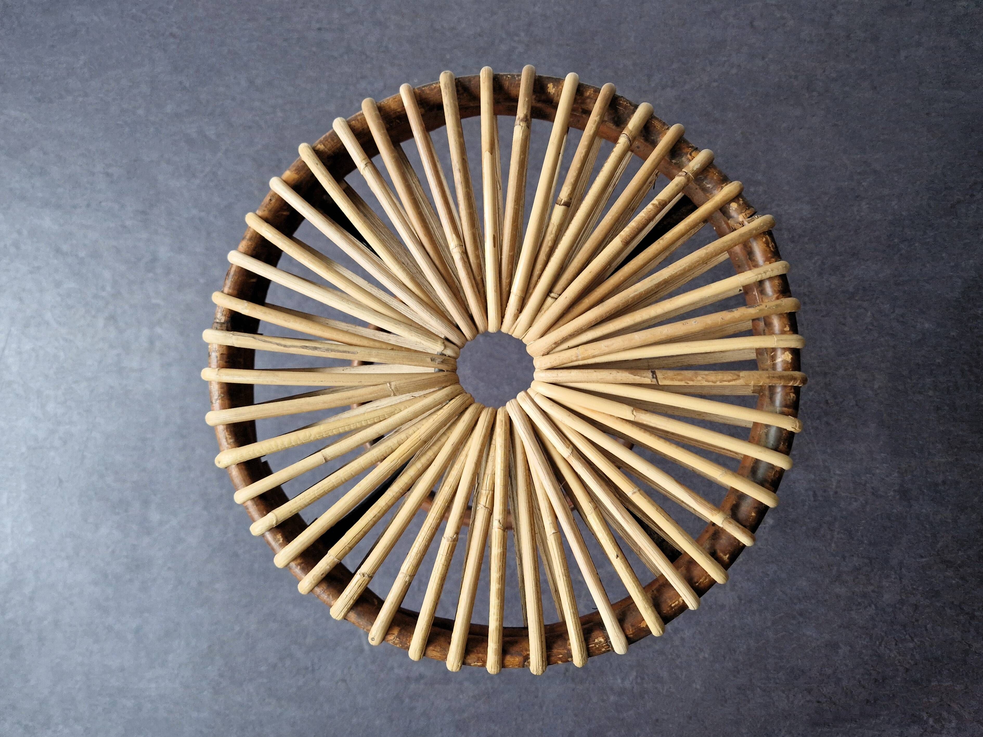 Ensemble de 4 tabourets en rotin pour Rohé Noordwolde, Pays-Bas 1960