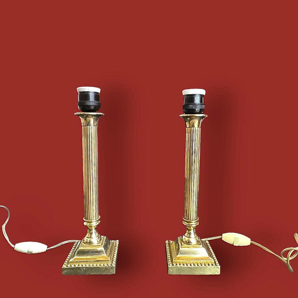 Pair of vintage solid brass lamp bases – Empire style