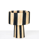 Black and white raffia lamp height 24,5cm
