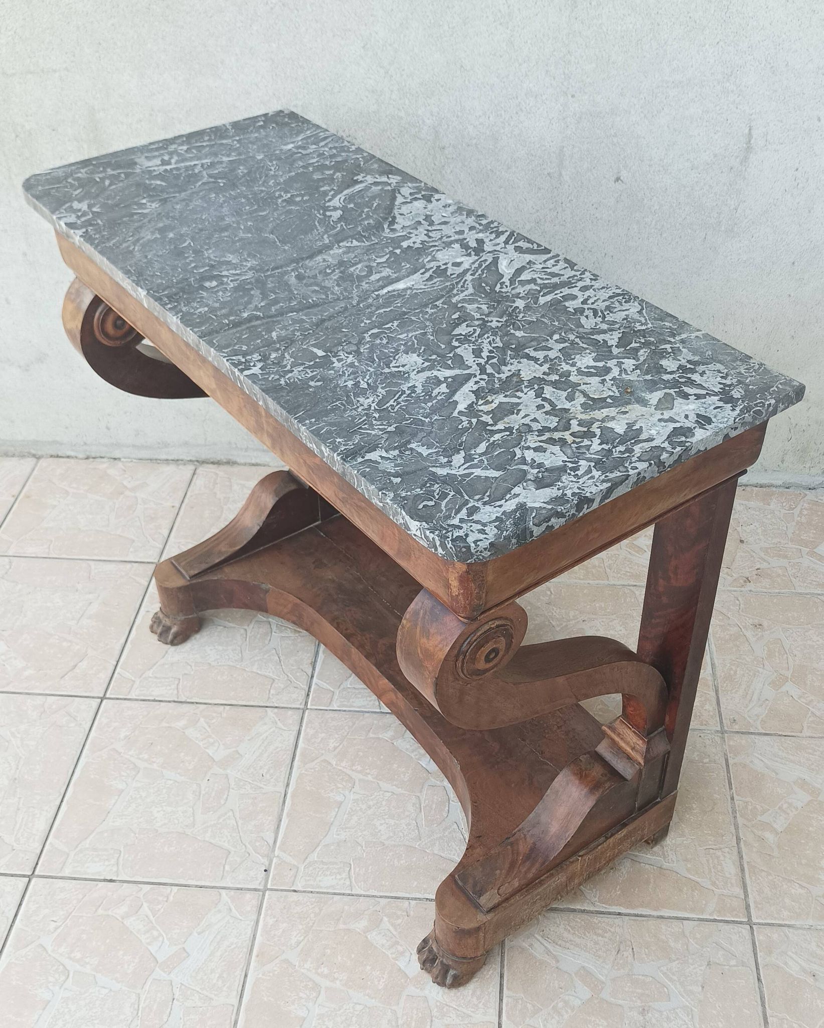 Restoration period mahogany console table