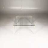 Table low plexiglas and brass, C.1980