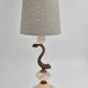Sculptural table lamp in alabaster with fish/dolphin decoration, Swedish Grace