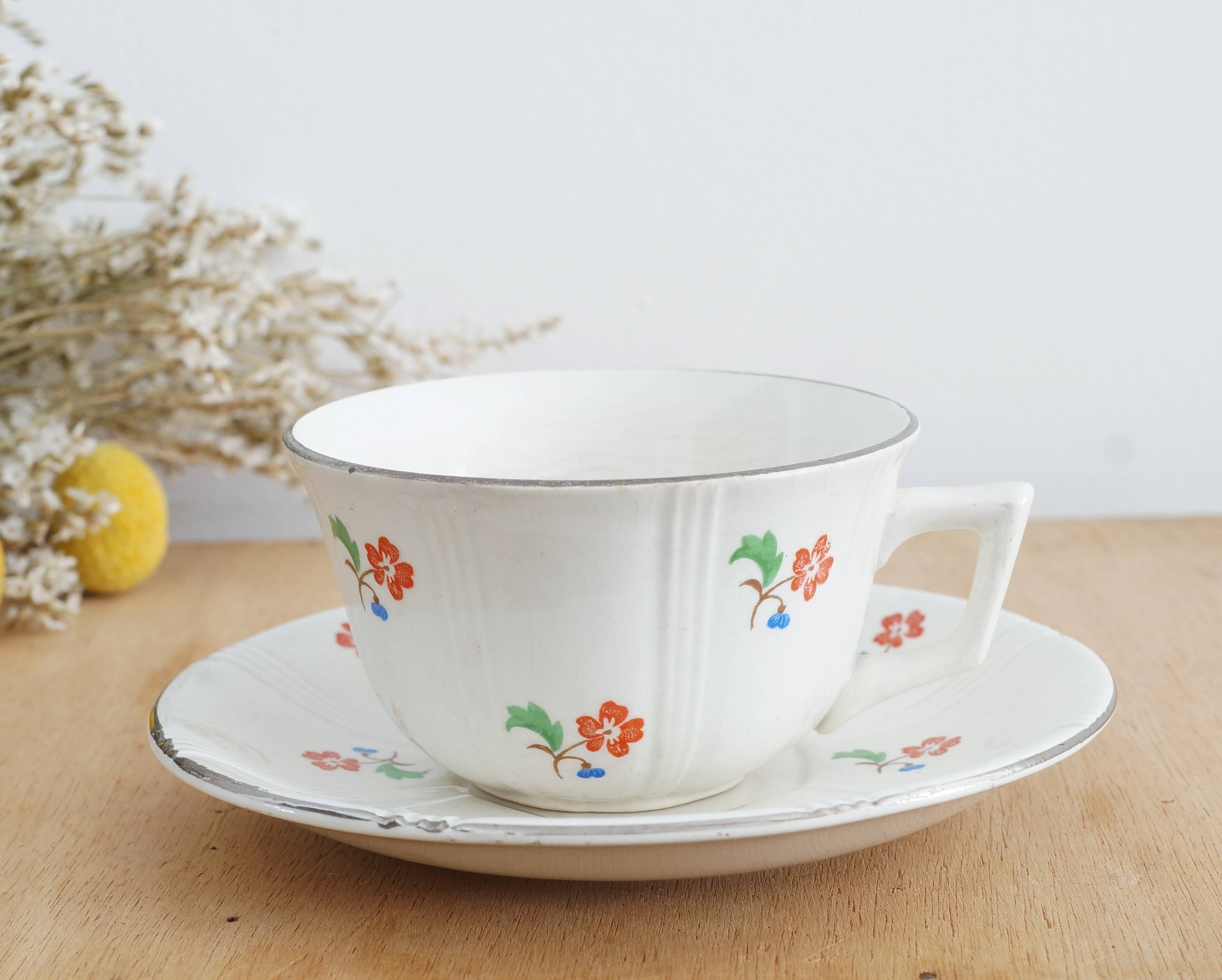 Service 4 cups and saucers Digoin Sarreguemines