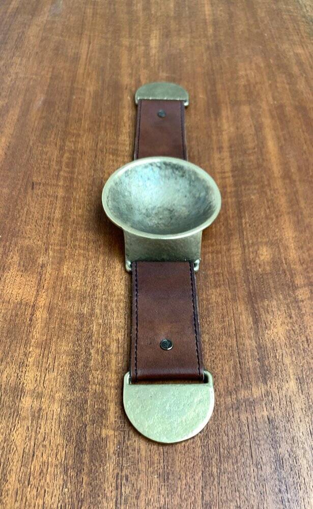 Mid-Century Bronze and Leather Armrest Bowl or Ashtray, 1960s