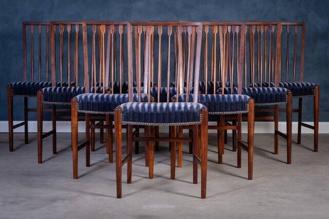 Vintage Dining Chairs in Rosewood, Denmark, 1950s, Set of 10