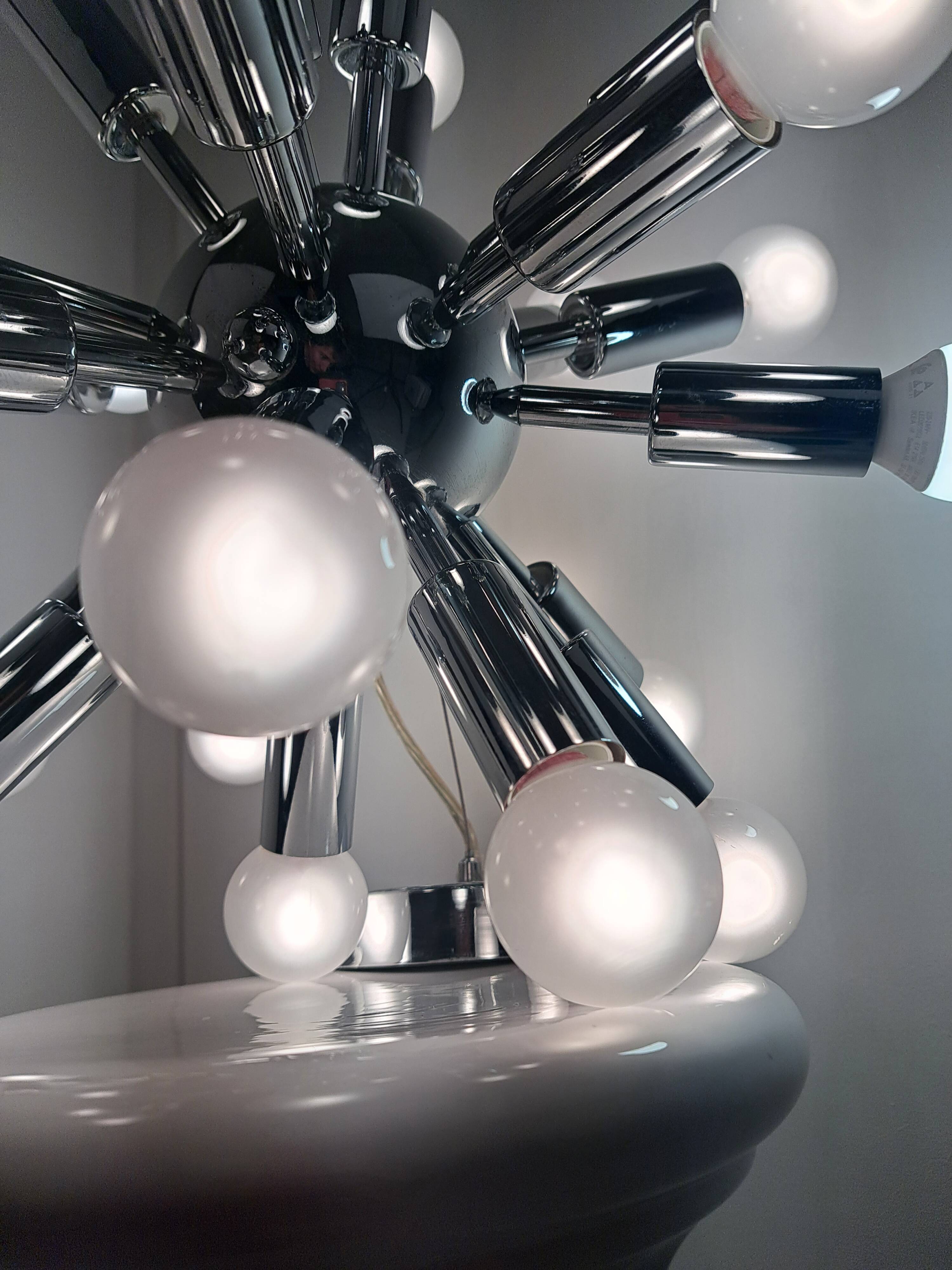 Lustre suspension sphérique Spoutnik space age 70s