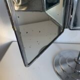 Vintage 1940 triptych barber mirror with bevelled foot - 40 x 35 cm