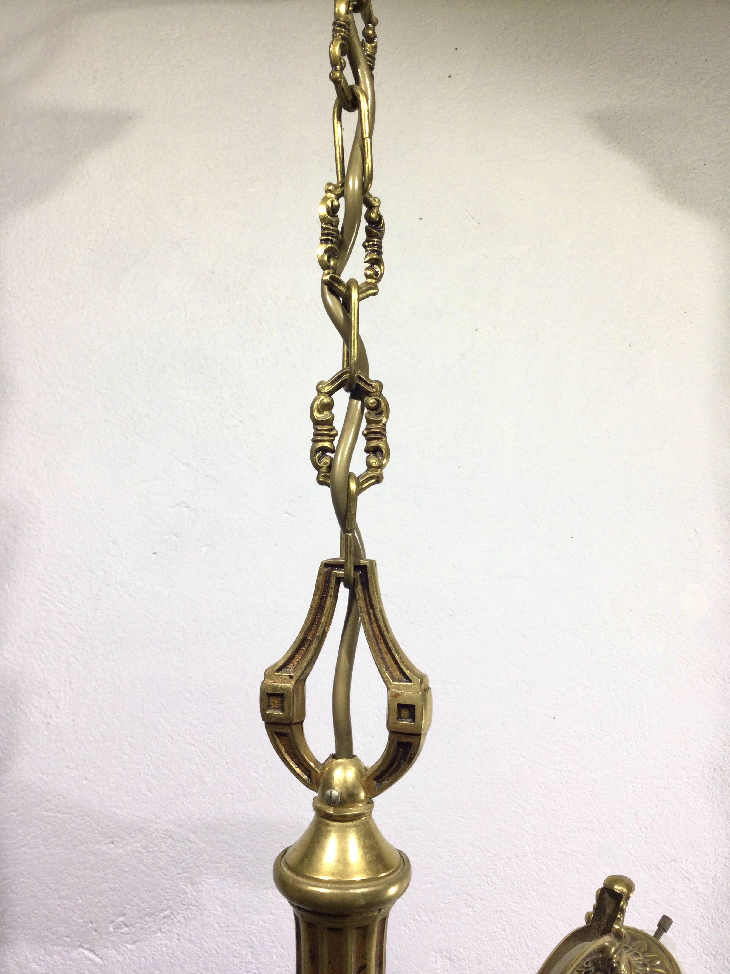 3-light chandelier in bronze and glass tulips