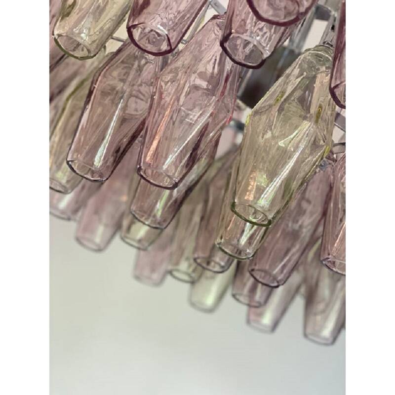 Contemporary Multicolor "Poliedri" Murano Glass Chandelier in Venini Style