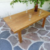 Massive elm coffee table of brutalist spirit