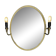 Oval wall mirror in gilded brass with double sconces – 1950s/60s