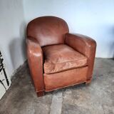 Leather club armchair, art deco