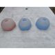 Set of 3 vintage suspensions in blue and pink opaline glass.