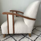 Vintage armchair completely restored with a French terry fabric