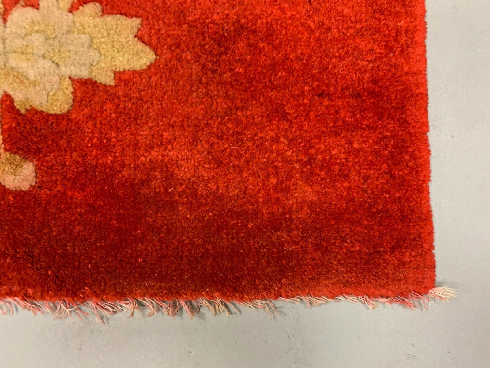 Antique Chinese Pao Tao Rug 125x70 cm, Wool, Red and Orange