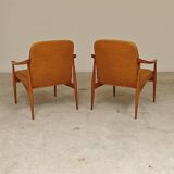 Paire de fauteuils Tchèque tissu chiné moutarde 1960