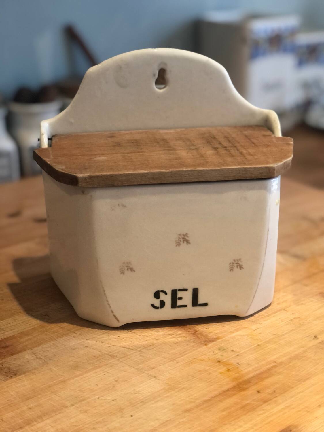 Vintage porcelain salt pot from Badonviller France