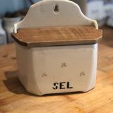 Vintage porcelain salt pot from Badonviller France