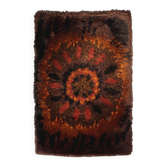 Tapis en laine Rya marron rouille du milieu du siècle, 98x152cm