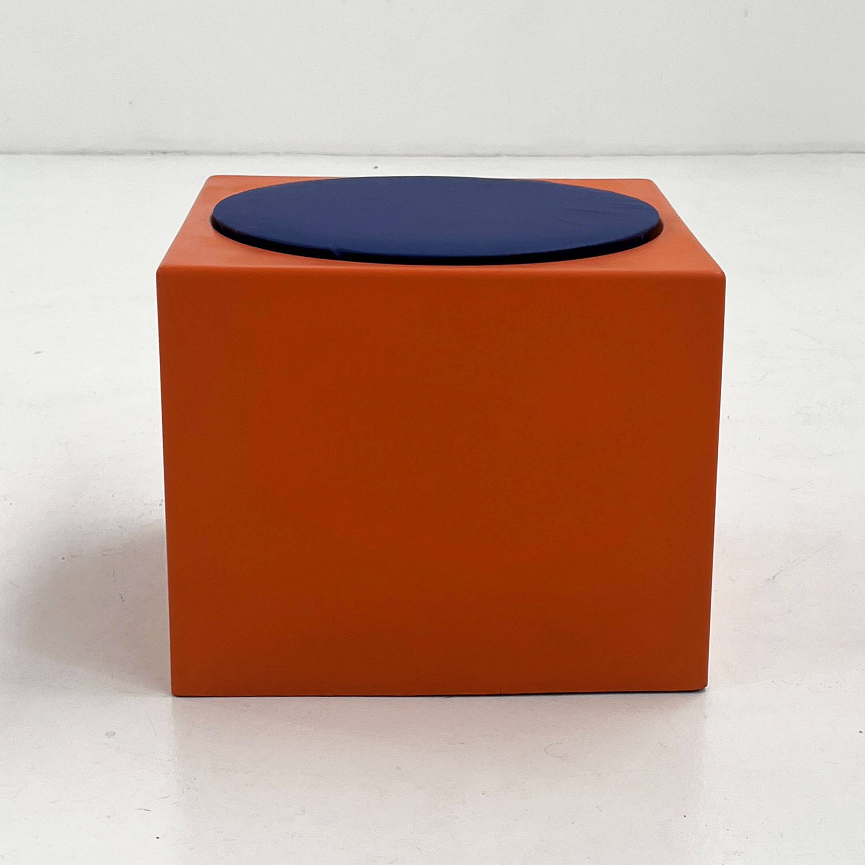 Orange and blue stool Il Kubile by MIM Roma, 1970