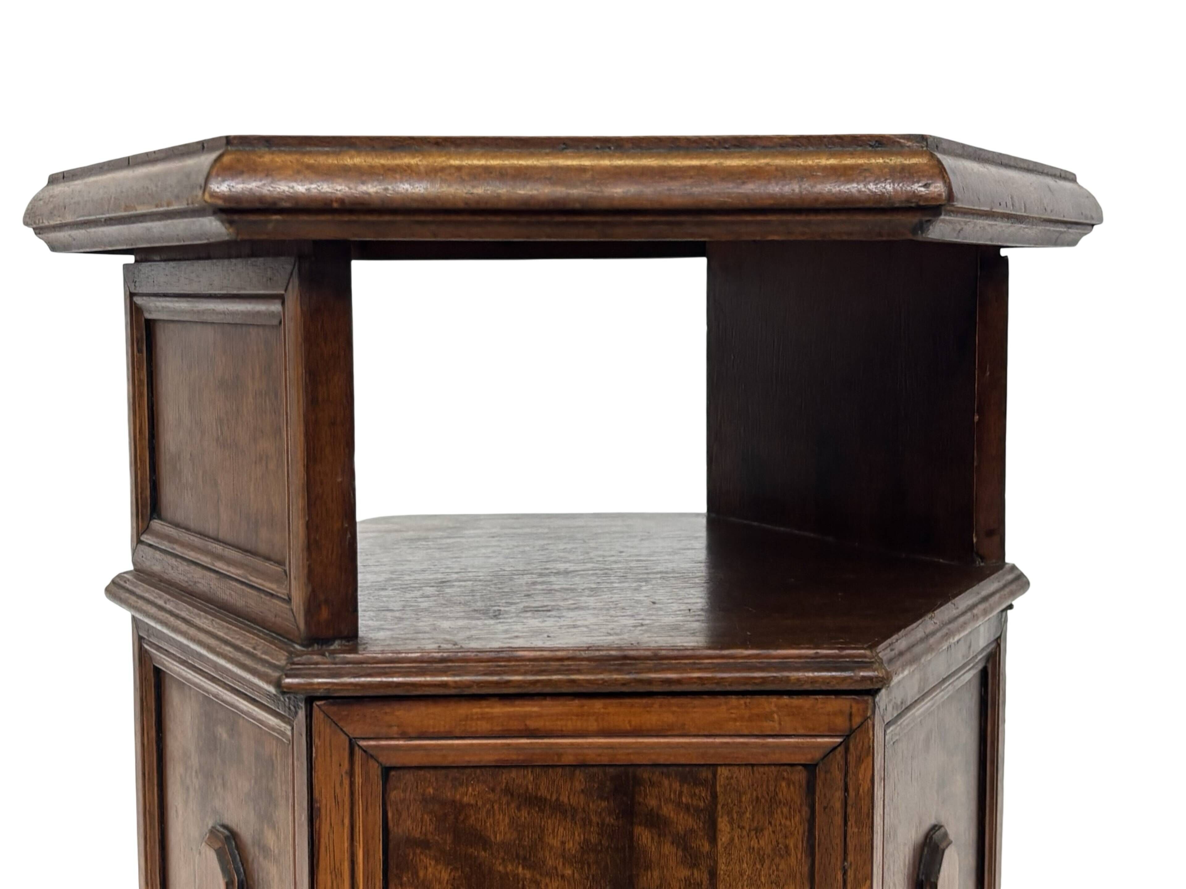 Vintage Hexagonal Side Cabinet with Door Small Side Table Column