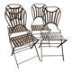 Set of 4 folding garden chairs in wrought iron and riveted, 19th century, Napoleon model.