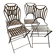 Set of 4 folding garden chairs in wrought iron and riveted, 19th century, Napoleon model.