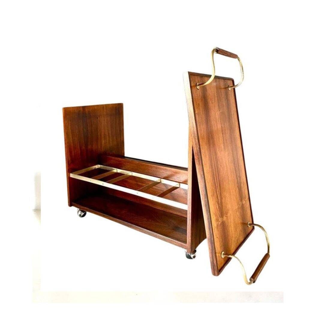 Vintage rosewood bar cart, Italy 1960s