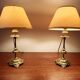 Pair of lamps in solid gold-plated brass
