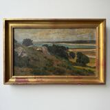 Oil on canvas representing Plounéour-Trez by Georges Levreau early 20th century