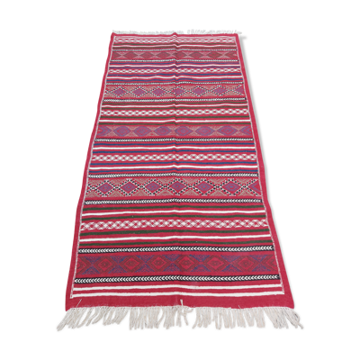 Tapis rouge traditionnel fait main 100x190cm