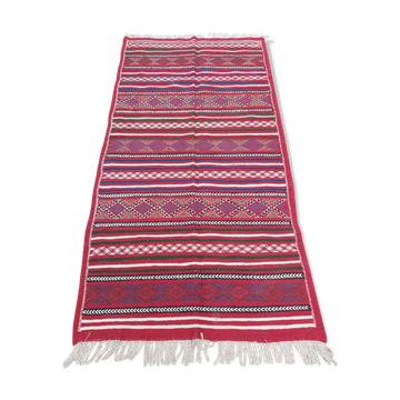 Tapis rouge traditionnel fait main 100x190cm