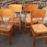 Pair of straw chairs from the 1950s