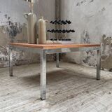 Walnut and modernist chrome coffee table