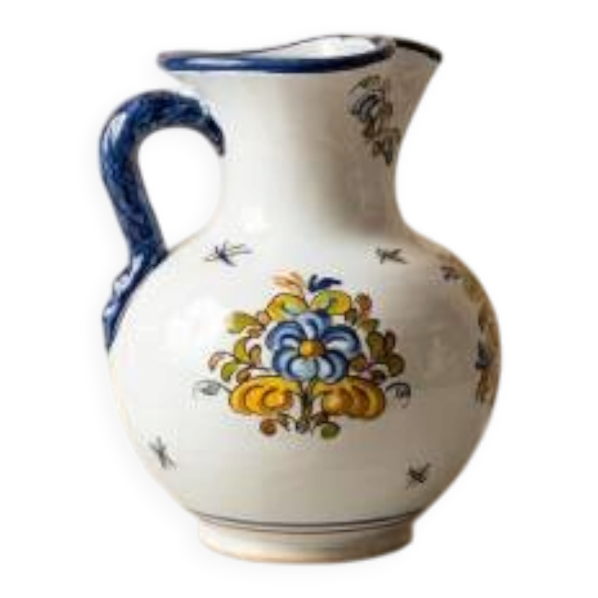 Vintage pitcher / jug in Talavera earthenware – "El Carmen" – Floral decor f