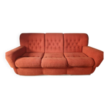 Set of seventies orange sofa and armchairs