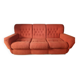 Set of seventies orange sofa and armchairs